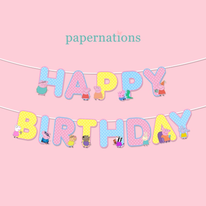 HBD Peppa Pig Bunting Flag